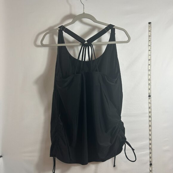 Yonique Plus Size black cinched tieable sides tankini top 20W - worn once - Picture 5 of 8